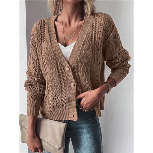 Open Knit Drop Shoulder Cardigan - Picture 7 of 7